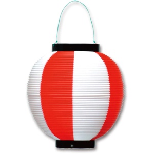ササガワ　ポリ提灯　赤白　４０－７０３７　１セット（５個）1
