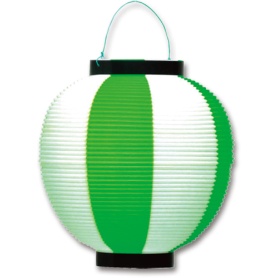 ササガワ　ポリ提灯　緑白　４０－７０４０　１セット（５個）