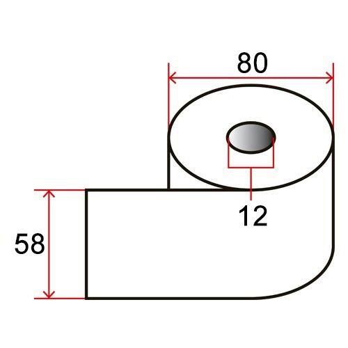 ＴＡＮＯＳＥＥ　感熱レジロール紙　ノーマル保存　幅５８×直径８０ｍｍ×長さ８０ｍ　厚み約０．０６２ｍｍ　芯内径１２ｍｍ　１セット（８０巻：５巻×１６パック）3