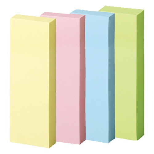 ＴＡＮＯＳＥＥ　強粘着ふせん　７５×２５ｍｍ　パステルカラー・４色　１セット（６０冊：２０冊×３パック）1