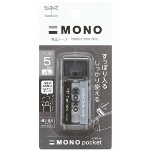 トンボ鉛筆　修正テープ　モノポケット　５ｍｍ幅×４ｍ　ブラック　ＣＴ－ＣＭ５Ｃ１０　１セット（５個）2