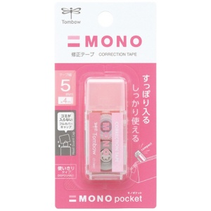 トンボ鉛筆　修正テープ　モノポケット　５ｍｍ幅×４ｍ　ピンク　ＣＴ－ＣＭ５Ｃ８０　１セット（５個）2