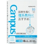コクヨ　キャンパス　ルーズリーフ（図表罫）　Ｂ５　６ｍｍ罫（作図ドット入り）　２６穴　ノ－Ｆ８３６ＢＫ　１セット（５００枚：１００枚×５パック）