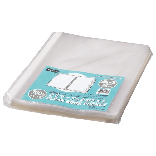 ＴＡＮＯＳＥＥ　クリヤーブックポケット　Ａ４タテ　２・４・３０穴　１セット（１２００枚：１００枚×１２パック）1
