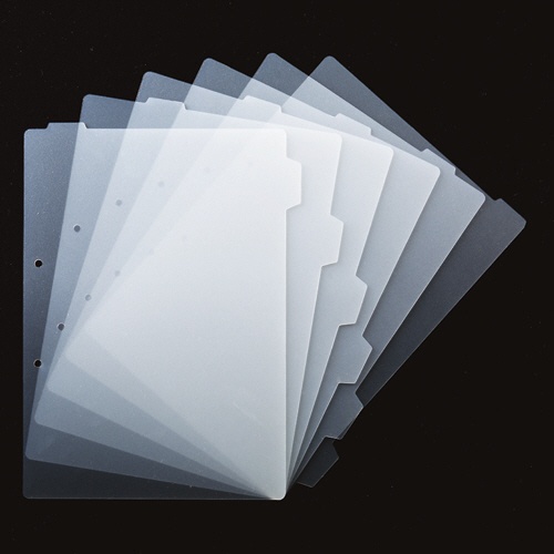 ＴＡＮＯＳＥＥ　再生ダブルインデックス（ハードタイプ）　Ａ４タテ　２穴　６山　クリア　１セット（４０組）1