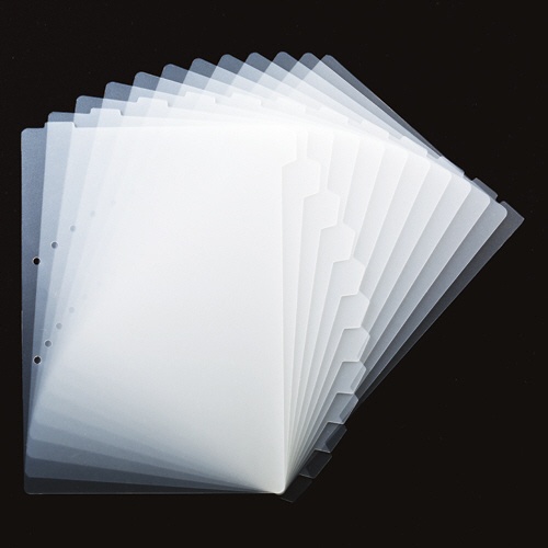 ＴＡＮＯＳＥＥ　再生ダブルインデックス（ハードタイプ）　Ａ４タテ　２穴　１２山　クリア　１セット（２０組）1