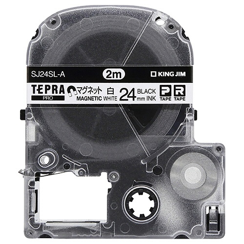 キングジム　テプラ　ＰＲＯ　テープカートリッジ　マグネットテープ　ロングタイプ２ｍ巻　２４ｍｍ　白／黒文字　ＳＪ２４ＳＬ－Ａ　１セット（３個）1