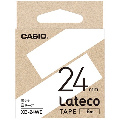 カシオ　ラテコ　詰替用テープ　２４ｍｍ×８ｍ　白／黒文字　ＸＢ－２４ＷＥ　１セット（５個）1