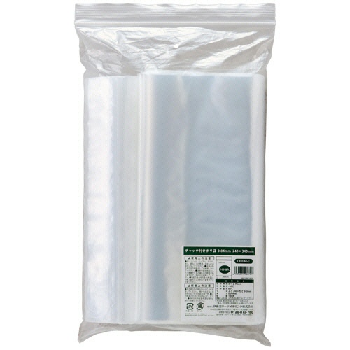 伊藤忠リーテイルリンク　チャック付ポリ袋　０．０４×２４０×３４０ｍｍ　ＣＨＢ４０－Ｊ　１セット（１５００枚：１００枚×１５パック）1