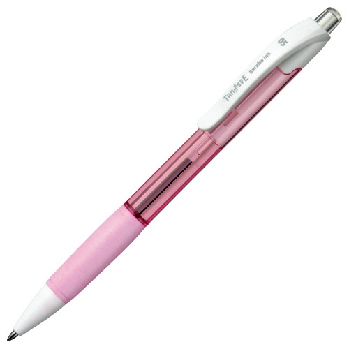 ＴＡＮＯＳＥＥ　ノック式油性ボールペン（なめらかインク）　０．５ｍｍ　黒　（軸色：クリアピンク）　１セット（５０本）1