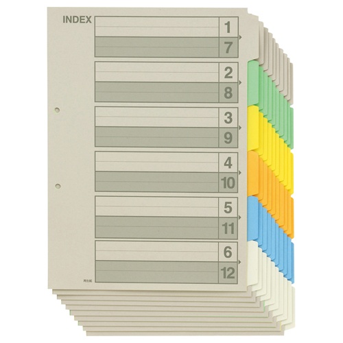 ＴＡＮＯＳＥＥ　再生インデックス　Ａ４タテ　２穴　６山　１セット（１００組：１０組×１０パック）2