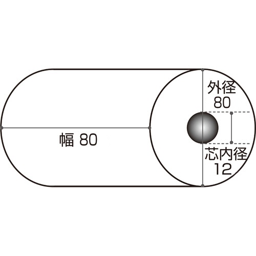 ＴＡＮＯＳＥＥ　感熱レジロール紙　ノーマル保存　幅８０×直径８０ｍｍ×長さ６３ｍ　厚み約０．０７５ｍｍ　芯内径１２ｍｍ　１セット（６０巻：３巻×２０パック）3
