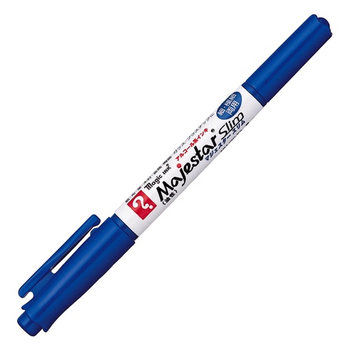 寺西化学　油性マーカー　マジックインキ　マジェスタースリム　極細＋細字　青　ＭＭＪ７０－Ｔ３　１セット（１０本）1
