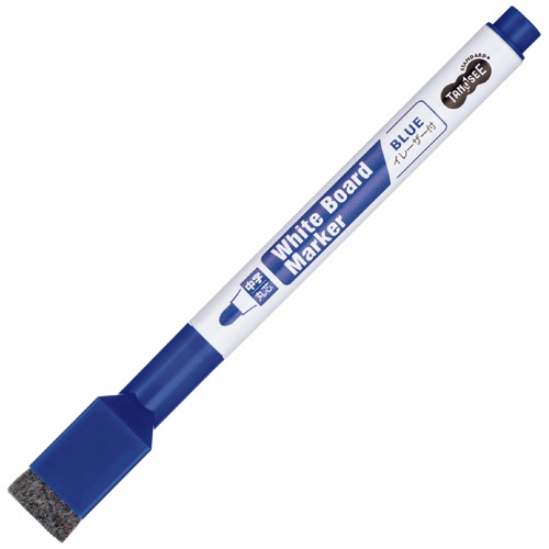 ＴＡＮＯＳＥＥ　イレーザー付ホワイトボードマーカー　中字・丸芯　青　１セット（１０本）1