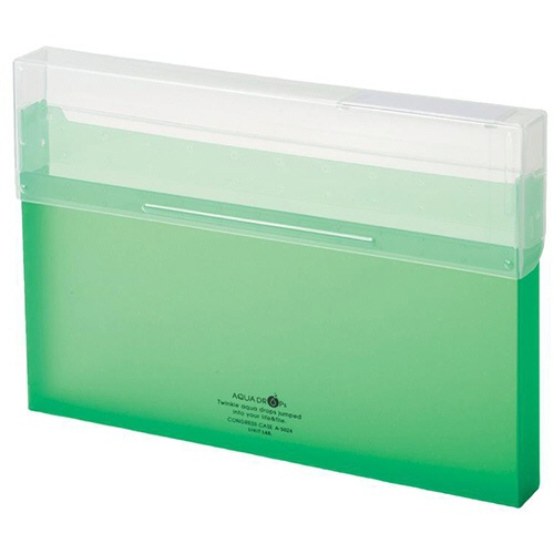 リヒトラブ　ＡＱＵＡ　ＤＲＯＰｓ　コングレスケース　Ａ４ヨコ　３００枚収容　黄緑　Ａ－５０２４－６　１セット（６個）1