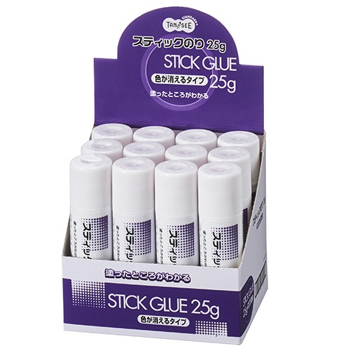 ＴＡＮＯＳＥＥ　スティックのり　色が消えるタイプ　２５ｇ　１セット（１２本）1