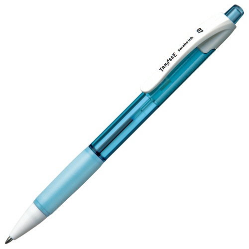 ＴＡＮＯＳＥＥ　ノック式油性ボールペン（なめらかインク）　０．７ｍｍ　黒　（軸色：アクアブルー）　１セット（１０本）1