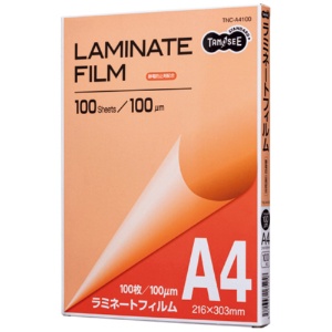 【たのめーる】TANOSEE ラミネートフィルム A4 グロスタイプ(つや有り) 100μ 1セット(1000枚:100枚×10パック)の通販