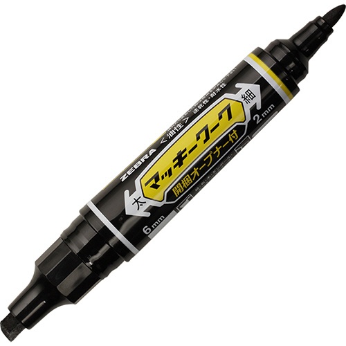 ゼブラ　油性マーカー　マッキーワーク　角芯太字＋丸芯細字　黒　Ｐ－ＹＹＴ２１－ＢＫ　１セット（１０本）2