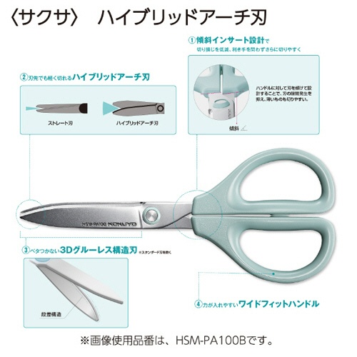 コクヨ　ハサミ（サクサ）　フッ素・グルーレス刃　刃渡り６５ｍｍ　ブルー　ＨＳＭ－ＰＦＡ１００Ｂ　１セット（１０本）3