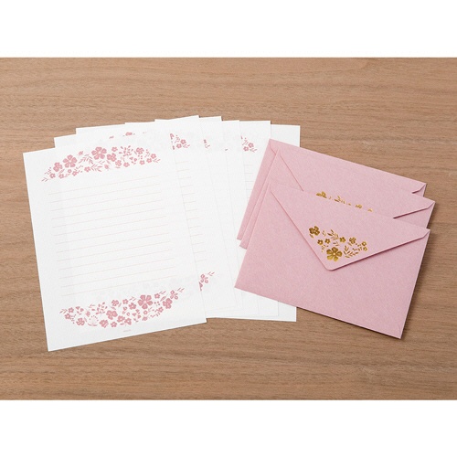 ミドリ　レターセット　箔押封筒　小花柄　８６５０６００６　１セット（５パック）2