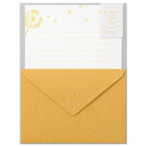 ミドリ　レターセット　箔押封筒　綿毛柄　８６５０９００６　１セット（５パック）1