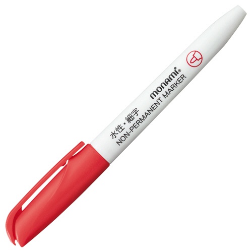 モナミ　ＮＯＮ－ＰＥＲＭＡＮＥＮＴ　ＭＡＲＫＥＲ（ＡＣＣＵ　ＬＩＮＥＲ　ＰＥＮ　Ｘ－ＦＩＮＥ）　赤　１２９０３　１カートン（１２本）1