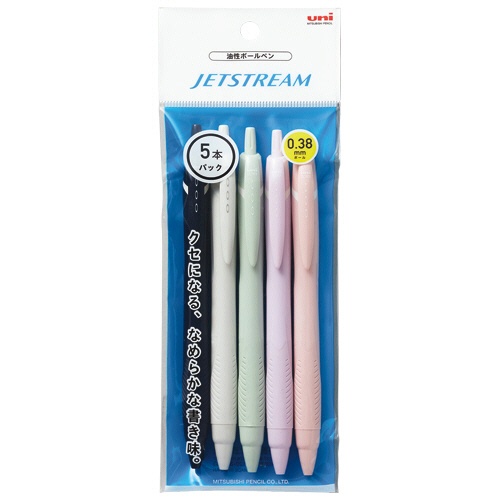 三菱鉛筆　油性ボールペン　ジェットストリーム　０．３８ｍｍ　カラー軸　アソート　Ｈ．ＳＸＮ１５０３８．５Ｃ　１セット（５０本：５本×１０パック）1