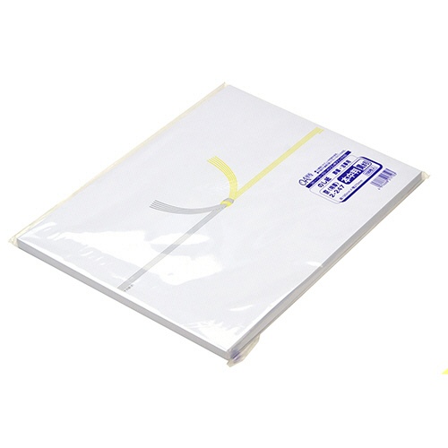 ササガワ　タカ印　のし紙　黄水引　京　本中判　６５ｇ／ｍ2　２－２４７　１セット（５００枚：１００枚×５冊）2