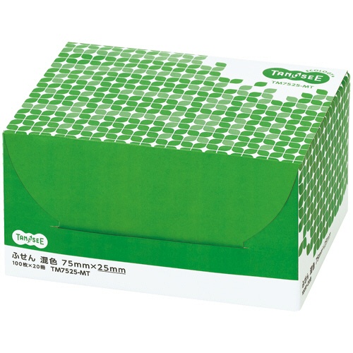 ＴＡＮＯＳＥＥ　ふせん　７５×２５ｍｍ　４色混色　１セット（１００冊：２０冊×５パック）2