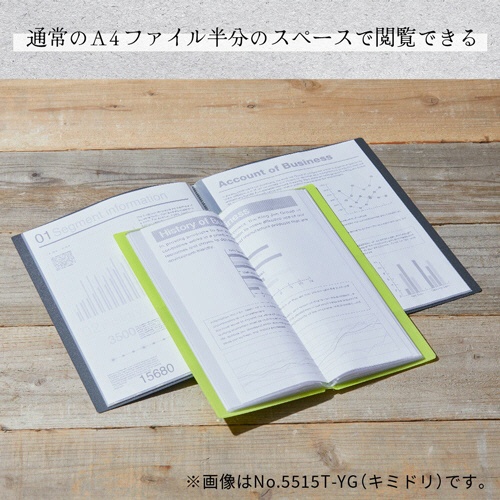 キングジム　クリアーファイル　ホッソ　Ａ４　二つ折り　見開き１５ポケット　黒　５５１５－ＢＫ　１セット（２冊）6