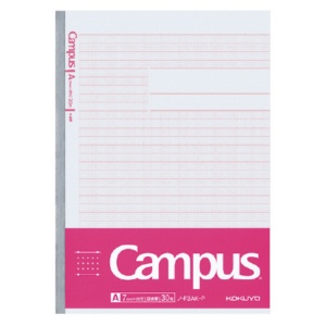 コクヨ　学習罫キャンパスノート（図表罫）　セミＢ５　７ｍｍ罫（作図ドット入り）　３０枚　ピンク　ノ－Ｆ３ＡＫ－Ｐ　１セット（５冊）1