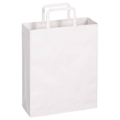 TANOSEE 紙手提袋 平紐 小 ヨコ260×タテ320×マチ幅100mm 白
