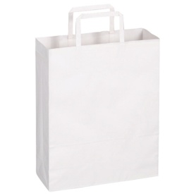 ＴＡＮＯＳＥＥ　紙手提袋　平紐　小　ヨコ２６０×タテ３２０×マチ幅１００ｍｍ　白無地　１セット（３００枚：５０枚×６パック）