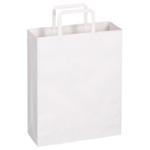 ＴＡＮＯＳＥＥ　紙手提袋　平紐　小　ヨコ２６０×タテ３２０×マチ幅１００ｍｍ　白無地　１セット（３００枚：５０枚×６パック）1
