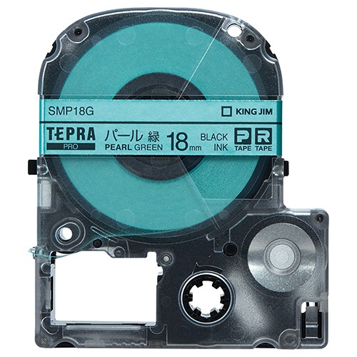 キングジム　テプラ　ＰＲＯ　テープカートリッジ　カラーラベル（パール）　１８ｍｍ　緑／黒文字　ＳＭＰ１８Ｇ　１セット（５個）1