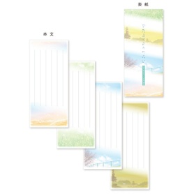 日本ノート　オキナ　小型便箋　ひだまりのうつろい　８２×１８６ｍｍ　縦５行　３２枚　ＬＰ３３２３　１セット（５冊）