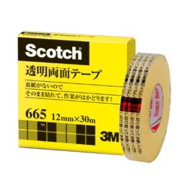 ３Ｍ　スコッチ　透明両面テープ　ライナーなし　小巻　１２ｍｍ×３０ｍ　６６５－１－１２　１セット（１０巻）