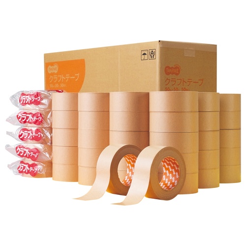 ＴＡＮＯＳＥＥ　クラフトテープ　５０ｍｍ×５０ｍ　１セット（５０巻）2