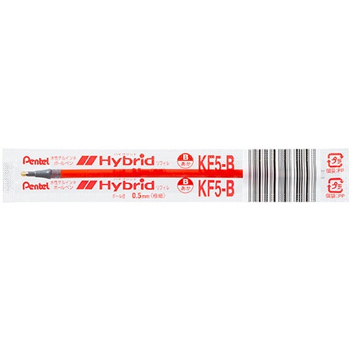 ぺんてる　ゲルインクボールペン替芯　０.５ｍｍ　赤　ハイブリッド用　ＫＦ５－Ｂ　１セット（１０本）2