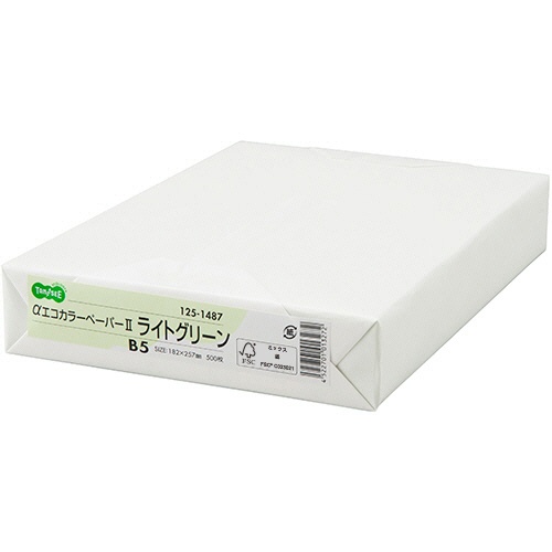ＴＡＮＯＳＥＥ　αエコカラーペーパーＩＩ　Ｂ５　ライトグリーン　１セット（２５００枚：５００枚×５冊）1