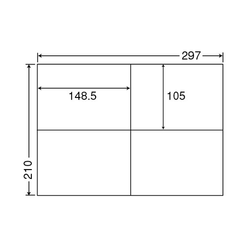 東洋印刷　ナナコピー　シートカットラベル　マルチタイプ　Ａ４　４面　１４８．５×１０５ｍｍ　Ｃ４ｉ　１セット（２５００シート：５００シート×５箱）2