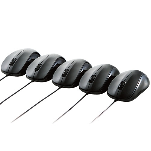 ＴＡＮＯＳＥＥ　エレコム　ＵＳＢレーザーマウス　３ボタン　Ｍサイズ　ブラック　ＲｏＨＳ指令準拠（１０物質）　１セット（５個）2