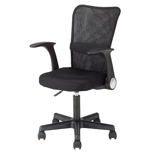 不二貿易　メッシュバックチェアー　ハンターII　アームアップタイプ　ブラック　ＨＦ－３８ＡＵＢＫ　１セット（４脚）1