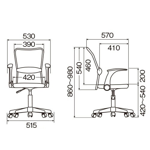 不二貿易　メッシュバックチェアー　ハンターII　アームアップタイプ　ブラック　ＨＦ－３８ＡＵＢＫ　１セット（４脚）3