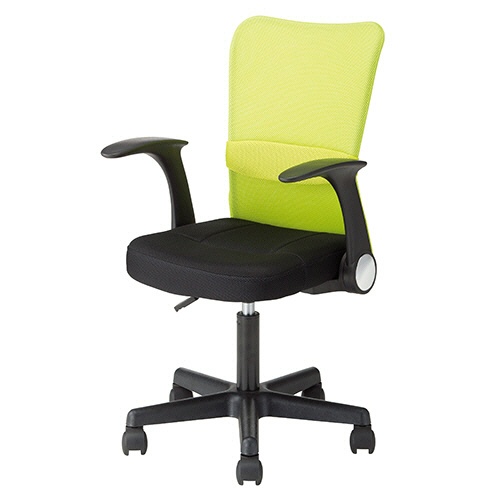 不二貿易　メッシュバックチェアー　ハンターII　アームアップタイプ　グリーン　ＨＦ－３８ＡＵＧＲ　１セット（４脚）1