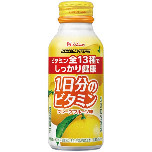 ハウスウェルネスフーズ　ＰＥＲＦＥＣＴ　ＶＩＴＡＭＩＮ　１日分のビタミン　グレープフルーツ味　１２０ｍｌ　ボトル缶　１ケース（３０本）1