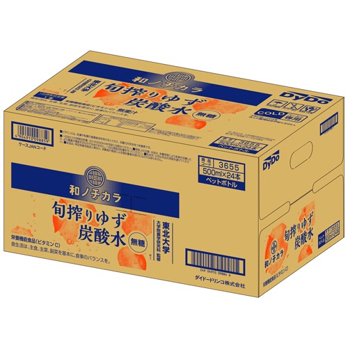 ダイドードリンコ　和ノチカラ　旬搾りゆず炭酸水　５００ｍＬ　ペットボトル　１セット（４８本：２４本×２ケース）3