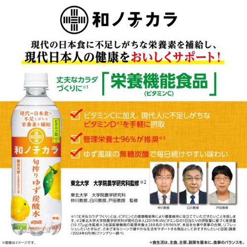 ダイドードリンコ　和ノチカラ　旬搾りゆず炭酸水　５００ｍＬ　ペットボトル　１セット（４８本：２４本×２ケース）4