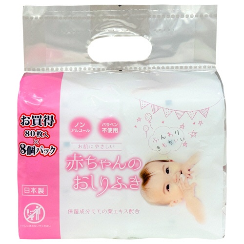 昭和紙工　ＭＩＳＥＲＡ　赤ちゃんのおしりふき　１セット（３８４０枚：６４０枚×６パック）1